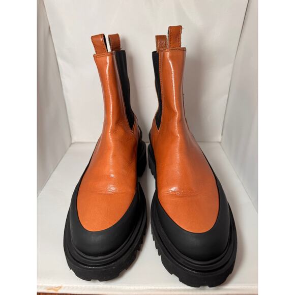 ALLSAINTS Harlee Tan Leather Chunky Chelsea Boots size 38 US 7 - Picture 2 of 8